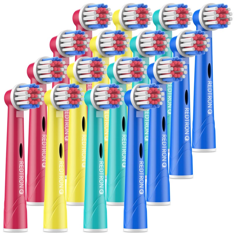 رأس فرشاة أسنان للأطفال REDTRON 16 قطعة لفرشاة Oral B، رؤوس فرشاة تنظيف عميق ودقيق، رؤوس فرشاة كهربائية متعددة الألوان للأطفال